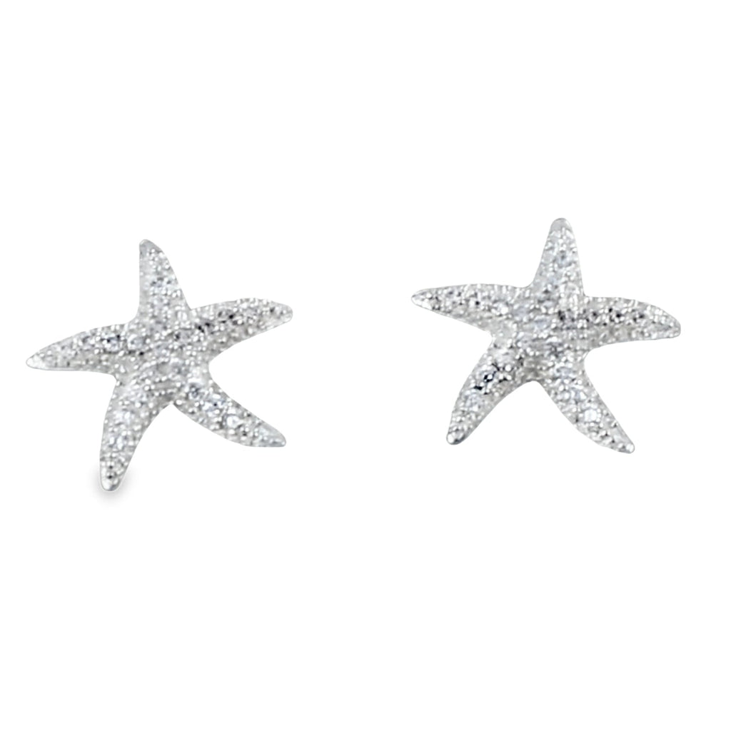 Sparkly Sterling Silver Starfish Stud Earrings - Reeves & Reeves