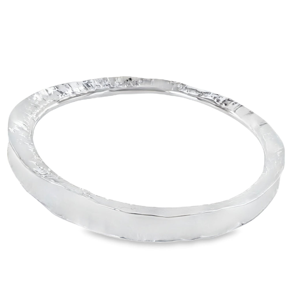 Statement Sterling Silver Textured Shimmer Bangle - Reeves & Reeves