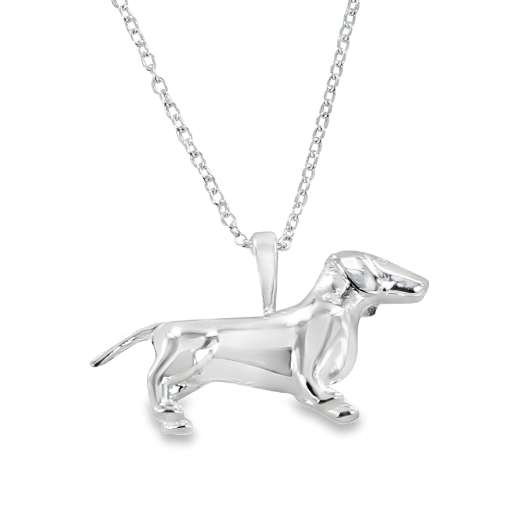 Sterling Silver 3D Dachshund Dog Necklace - Reeves & Reeves