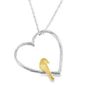 Sterling Silver and 18ct Gold plate Bird In Heart Necklace - Reeves & Reeves