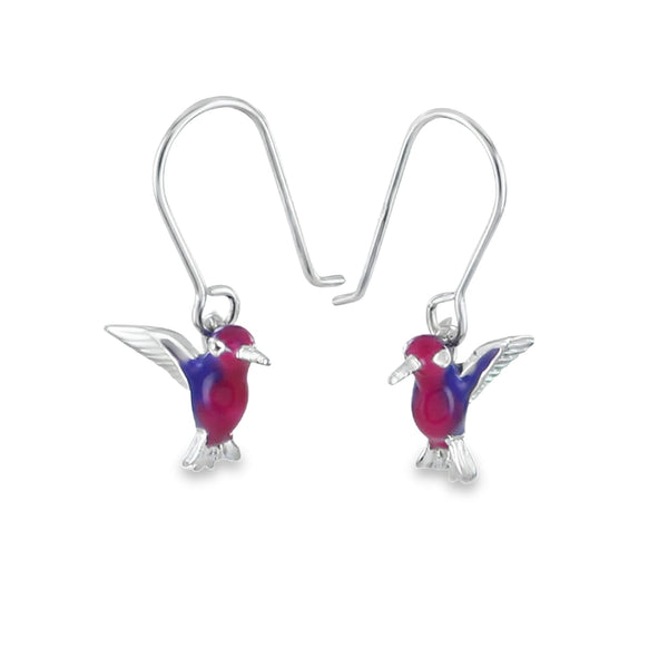 Sterling Silver and Enamel Hummingbird Earrings - Reeves & Reeves