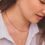 Sterling Silver and Enamel Pink Starry Necklace - Reeves & Reeves