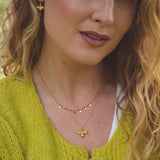 Sterling Silver and Enamel Pink Starry Necklace - Reeves & Reeves
