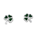 Sterling Silver and Enamel Shamrock Stud Earrings - Reeves & Reeves