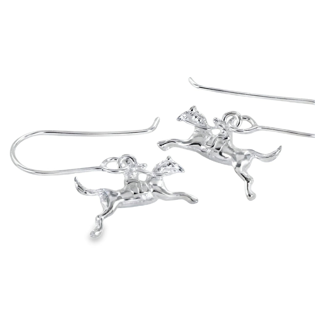 Sterling Silver and Gold Plate Racing Horse Earrings - Reeves & Reeves