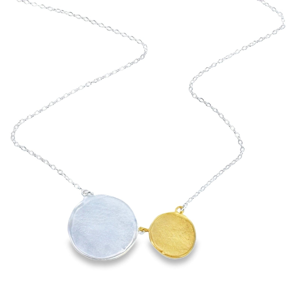 Sterling Silver and Gold Plate Two Penny Necklace - Reeves & Reeves
