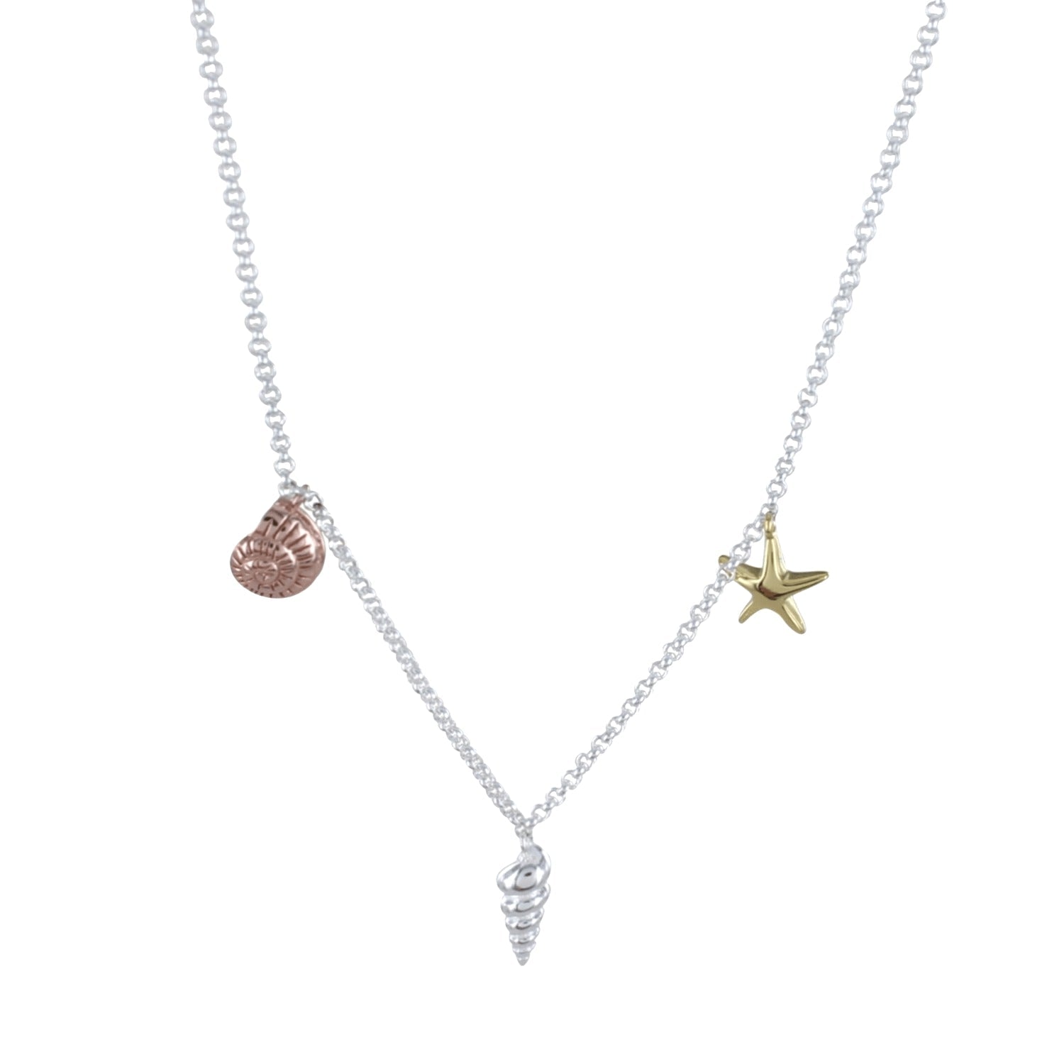 Sterling Silver and Gold Plated Shell Necklace - Reeves & Reeves