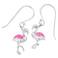 Sterling Silver and Pink Enamel Flamingo Drop Earrings - Reeves & Reeves
