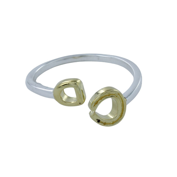Sterling Silver and Rose Gold Plated Stirrup and Horseshoe Ring - Reeves & Reeves