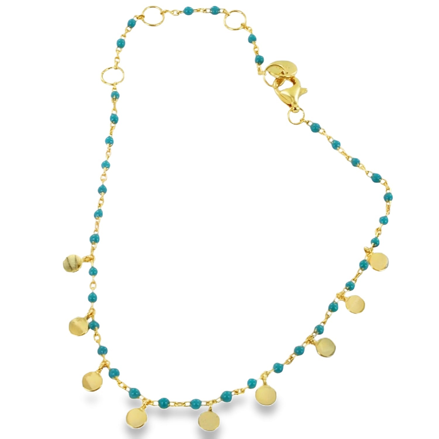 Sterling Silver and Turquoise Enamel Dotty Bracelet - Reeves & Reeves