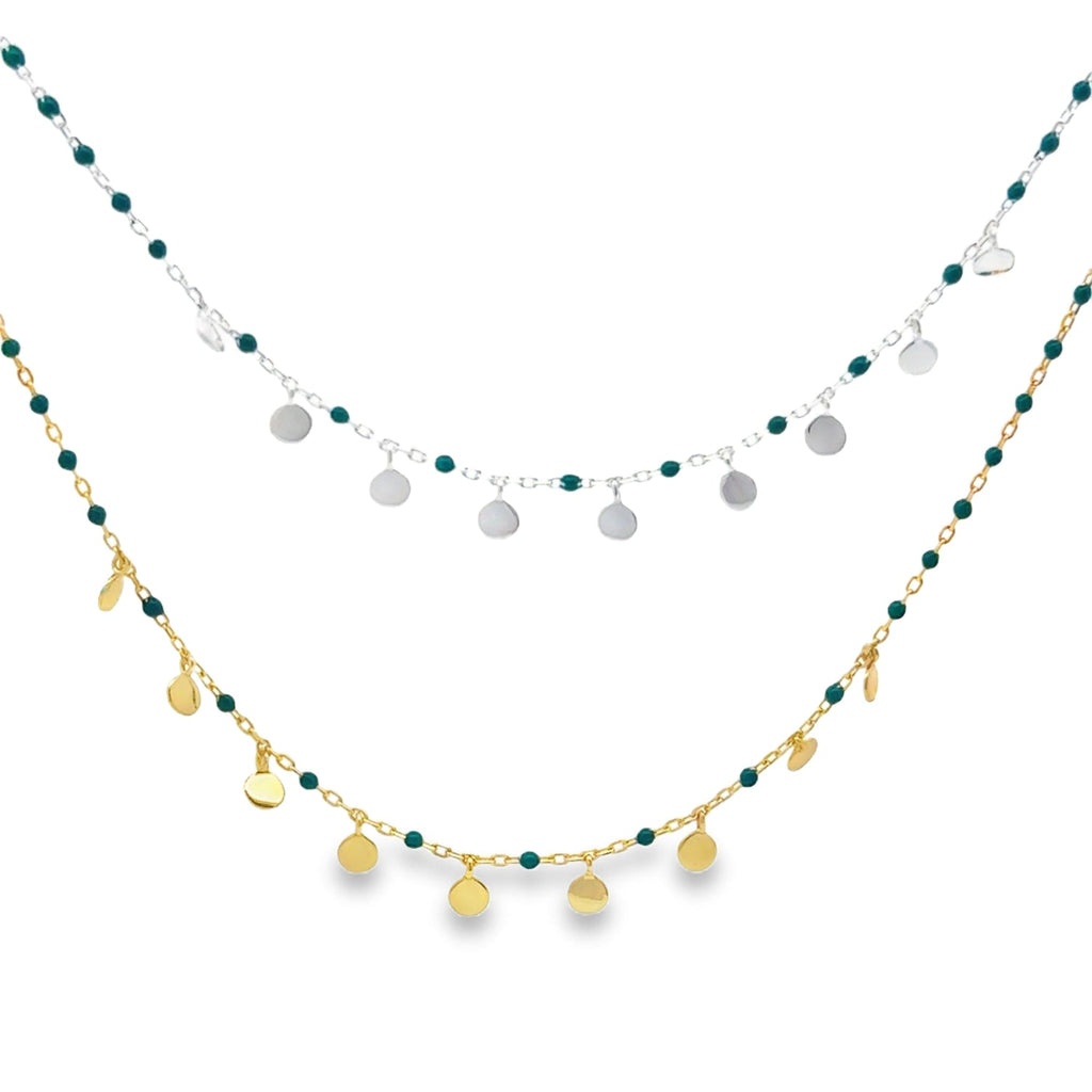 Sterling Silver and Turquoise Enamel Dotty Necklace - Reeves & Reeves