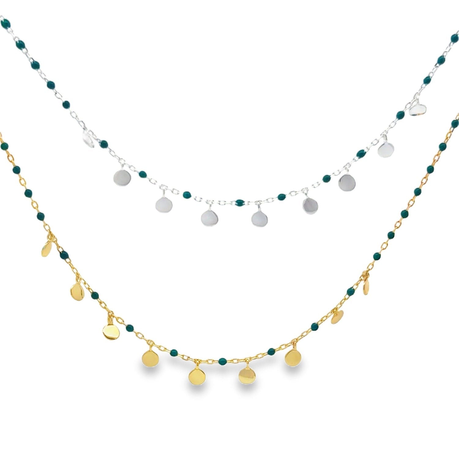 Sterling Silver and Turquoise Enamel Dotty Necklace - Reeves & Reeves