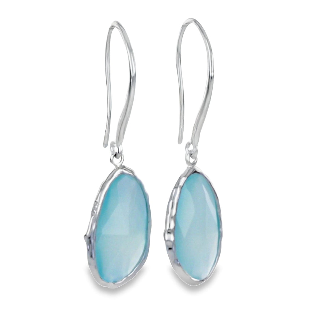 Sterling Silver Aqua Gem Earrings - Reeves & Reeves