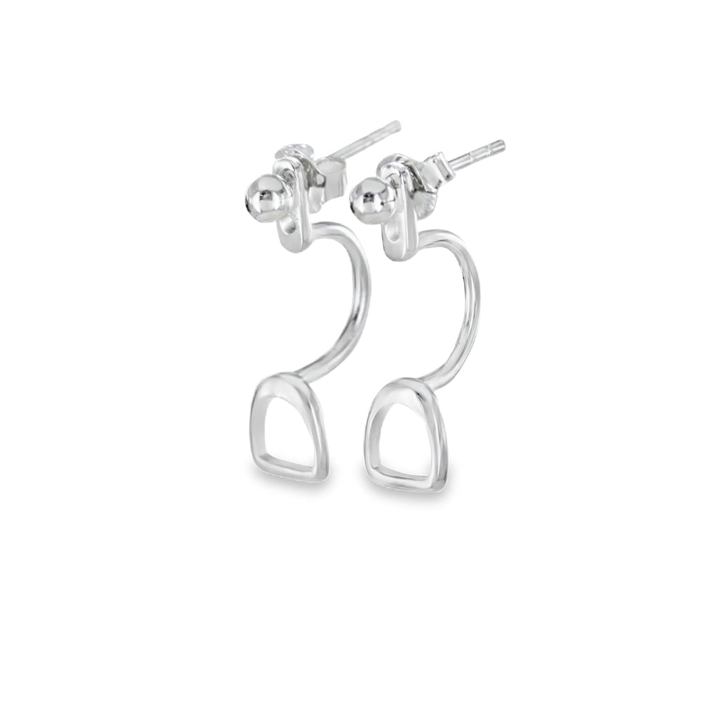 Sterling Silver Bead and Stirrup Cuff Stud Earrings - Reeves & Reeves