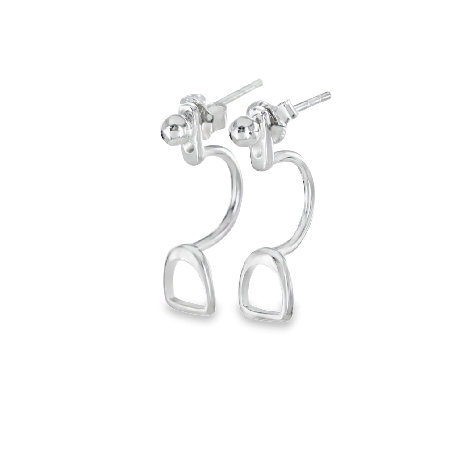 Sterling Silver Bead and Stirrup Cuff Stud Earrings - Reeves & Reeves