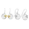 Sterling Silver Bee & Honeycomb Earrings - Reeves & Reeves