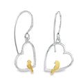 Sterling Silver Bird in Heart Drop Earrings - Reeves & Reeves