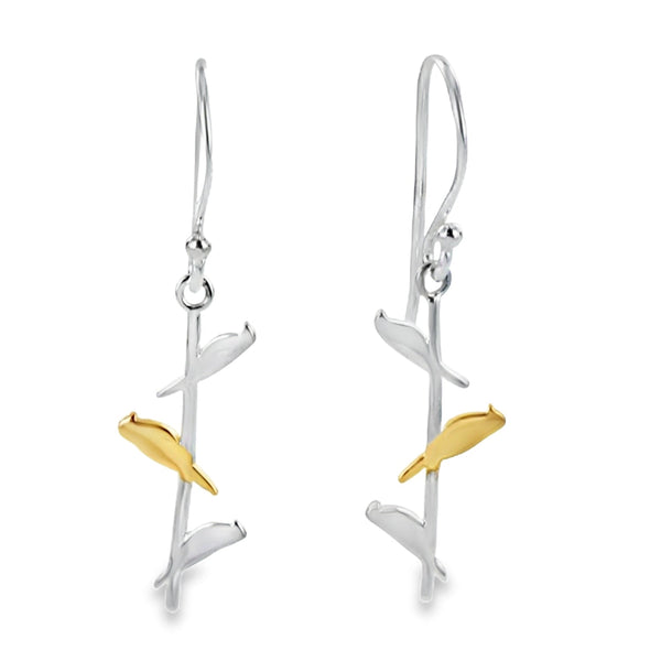 Sterling Silver Bird On A Wire Earrings - Reeves & Reeves