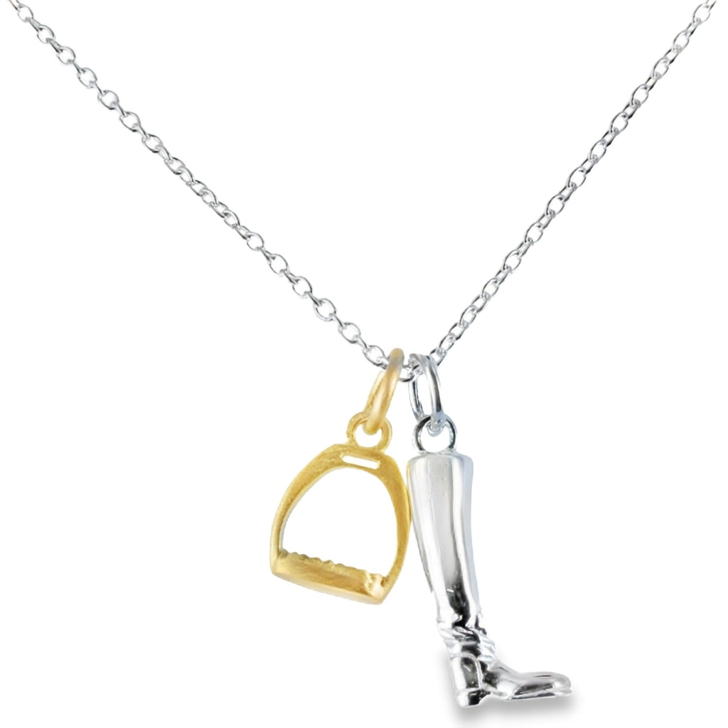 Sterling Silver Boot and Gold Plated Stirrup Necklace - Reeves & Reeves
