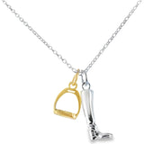 Sterling Silver Boot and Gold Plated Stirrup Necklace - Reeves & Reeves
