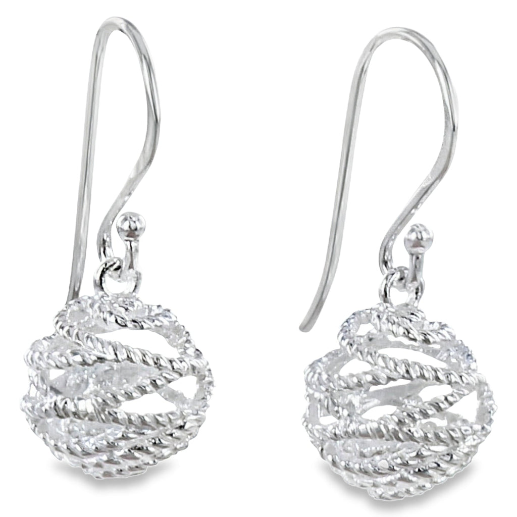 Sterling Silver Bridport Rope Ball Earrings - Reeves & Reeves