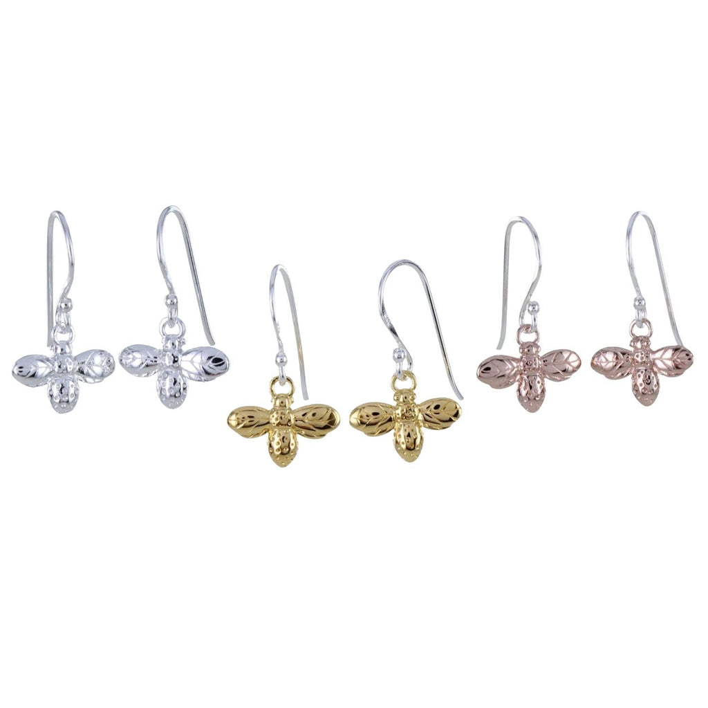 Sterling Silver Bumble Bee Drop Earrings - Reeves & Reeves