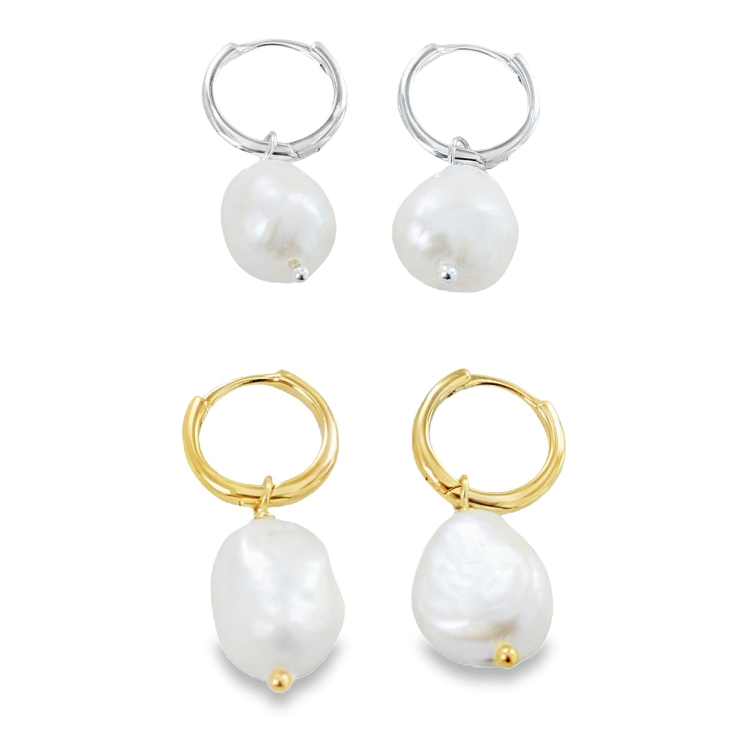 Sterling Silver Cleo Pearl Hoop Earrings - Reeves & Reeves