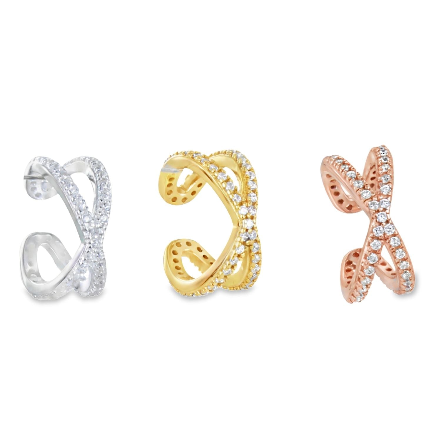 Sterling Silver Cross Roads Pavé Ear Cuff - Reeves & Reeves