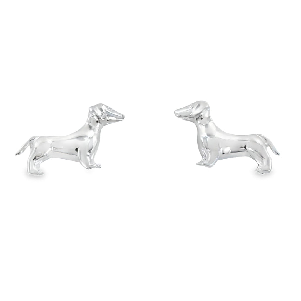 Sterling Silver Dachshund Dog Stud Earrings - Reeves & Reeves