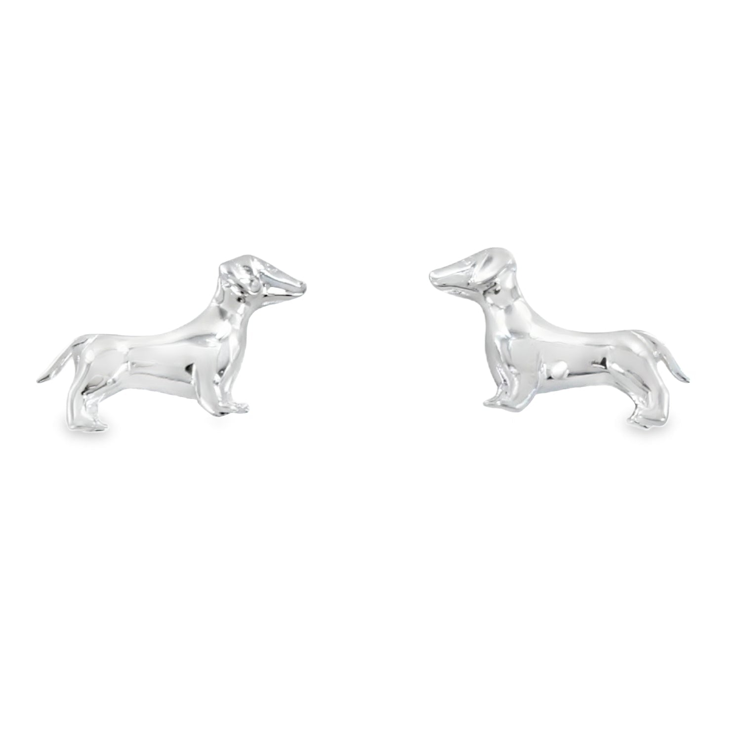 Sterling Silver Dachshund Dog Stud Earrings - Reeves & Reeves