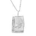 Sterling Silver Feather detail Book Locket - Reeves & Reeves