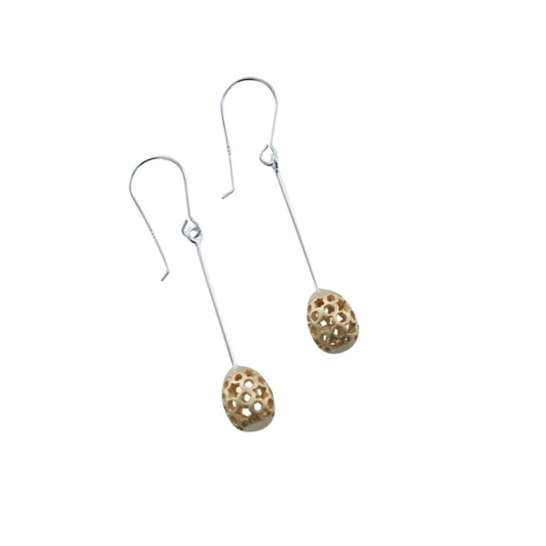 Sterling Silver Filigree Egg Earrings - Reeves & Reeves