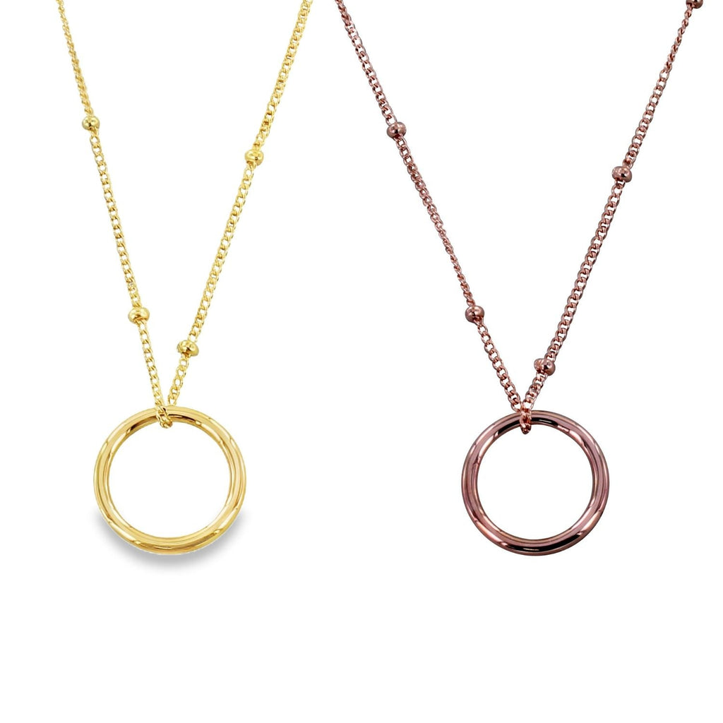 Sterling Silver Halo & Bead Necklace - Reeves & Reeves