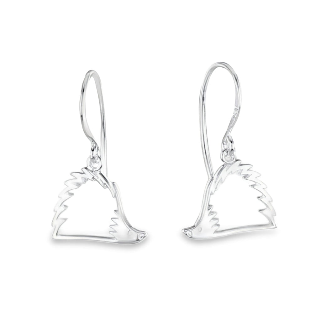Sterling Silver Hedgehog Silhouette Drop Earrings - Reeves & Reeves