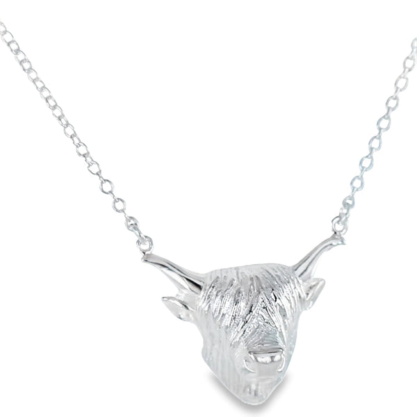 Sterling Silver Highland Cow Necklace - Reeves & Reeves