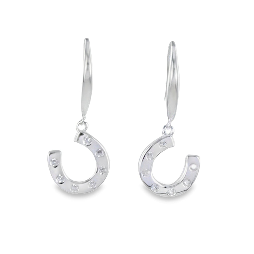 Sterling Silver Horseshoe and Pavé Earrings - Reeves & Reeves