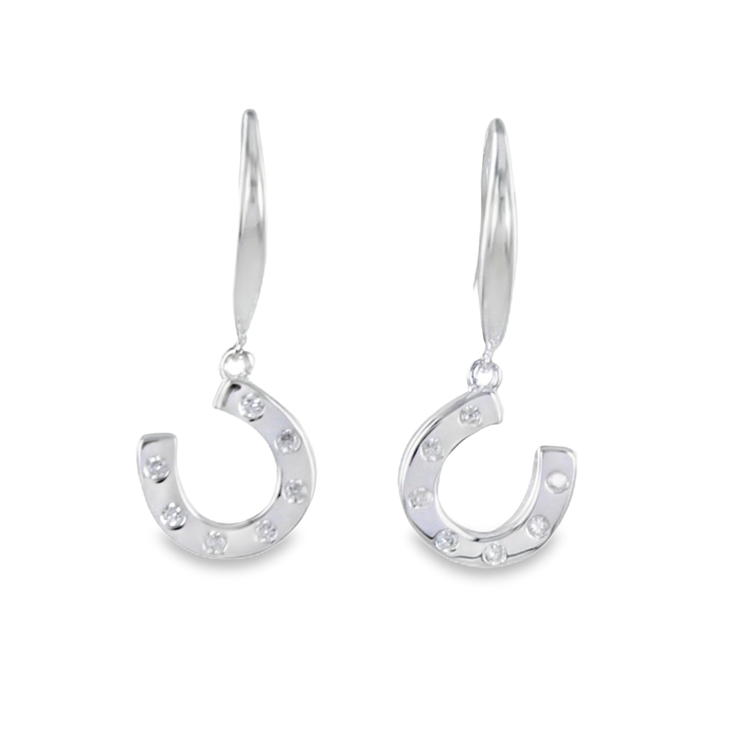 Sterling Silver Horseshoe and Pavé Earrings - Reeves & Reeves