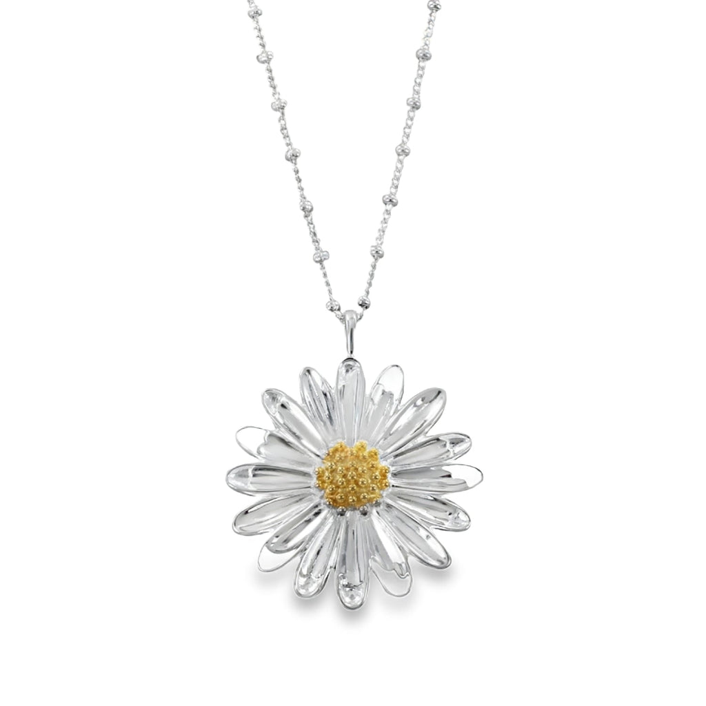 Sterling Silver Large Daisy Necklace - Reeves & Reeves