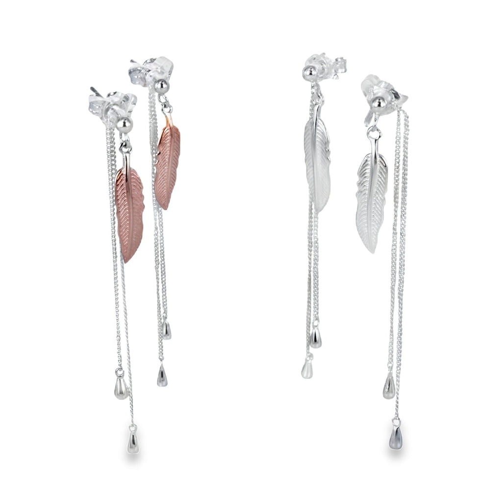 Sterling Silver Leaf Drop Earrings - Reeves & Reeves