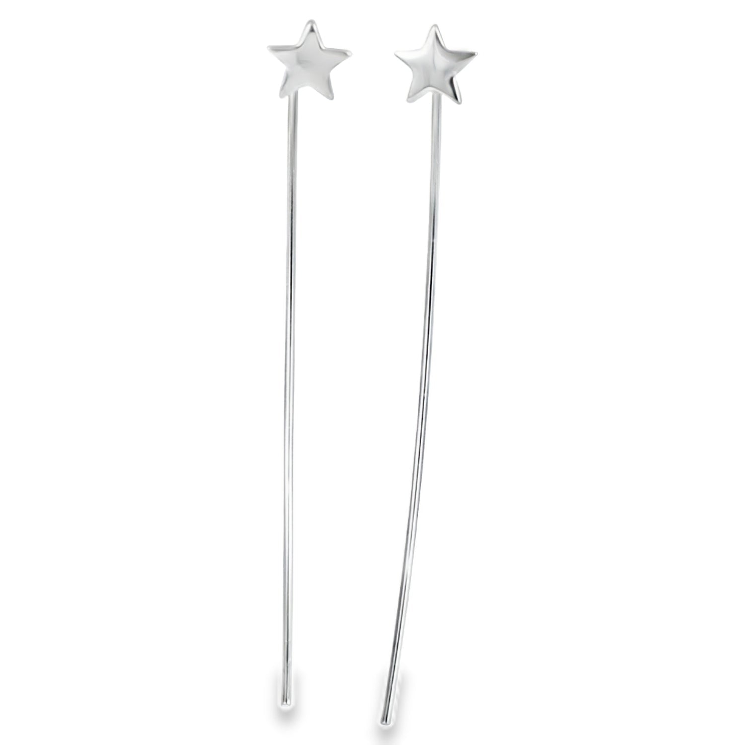 Sterling Silver Long Back Star Earrings - Reeves & Reeves