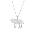 A Sterling Silver Mare and Foal Necklace, 2dimensional with a hammered finish to the mare, hanging on an adjustable silver chain.
