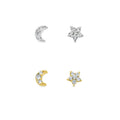 Sterling Silver Mini Moon and Star Studs - Reeves & Reeves