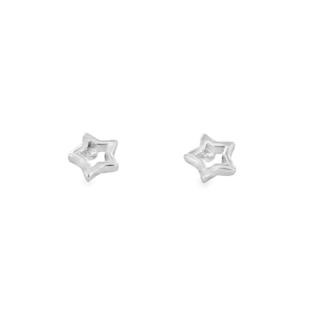 Sterling Silver Mini Open Star Stud Earrings - Reeves & Reeves