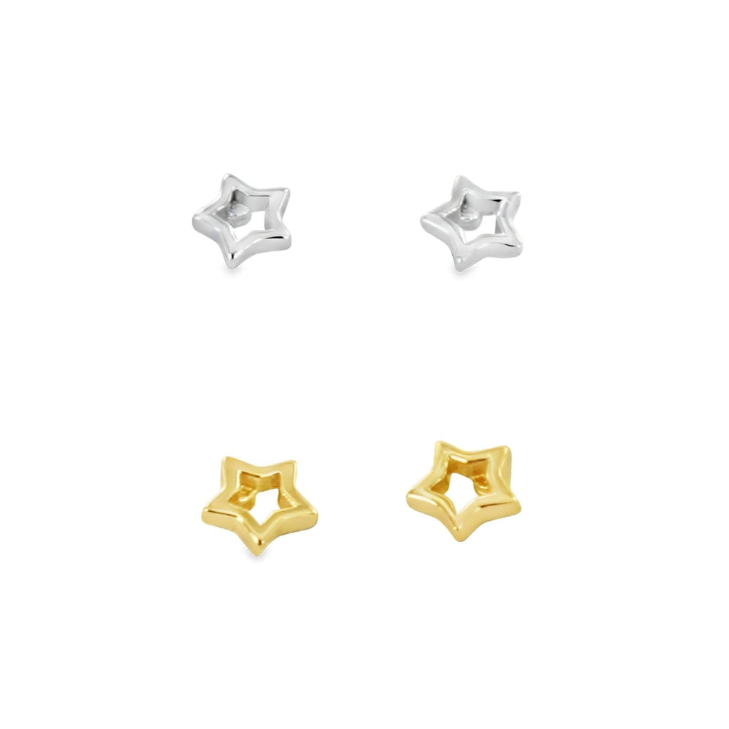 Sterling Silver Mini Open Star Stud Earrings - Reeves & Reeves