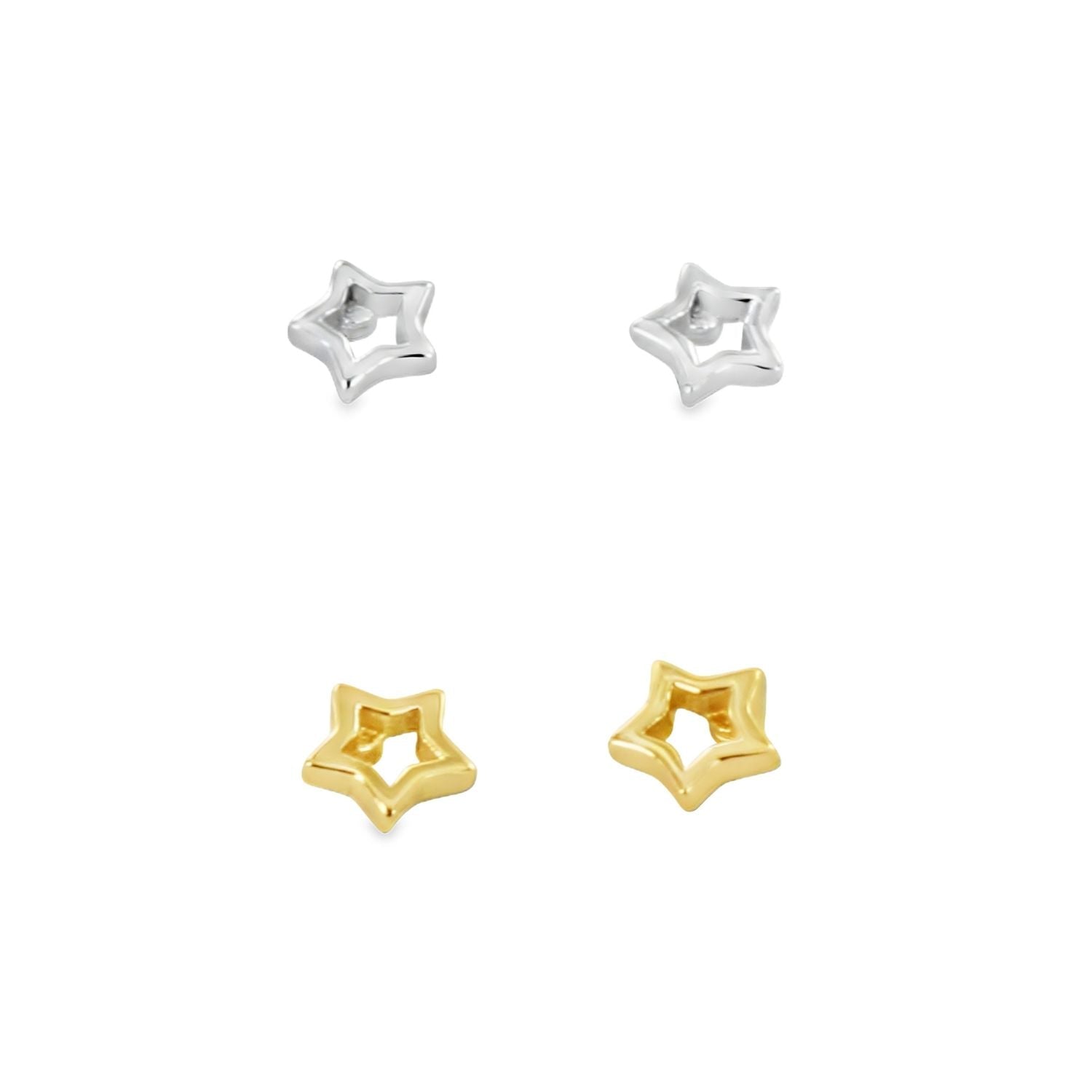 Sterling Silver Mini Open Star Stud Earrings - Reeves & Reeves