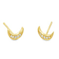 Sterling Silver Moon Pave Stud Earrings - Reeves & Reeves