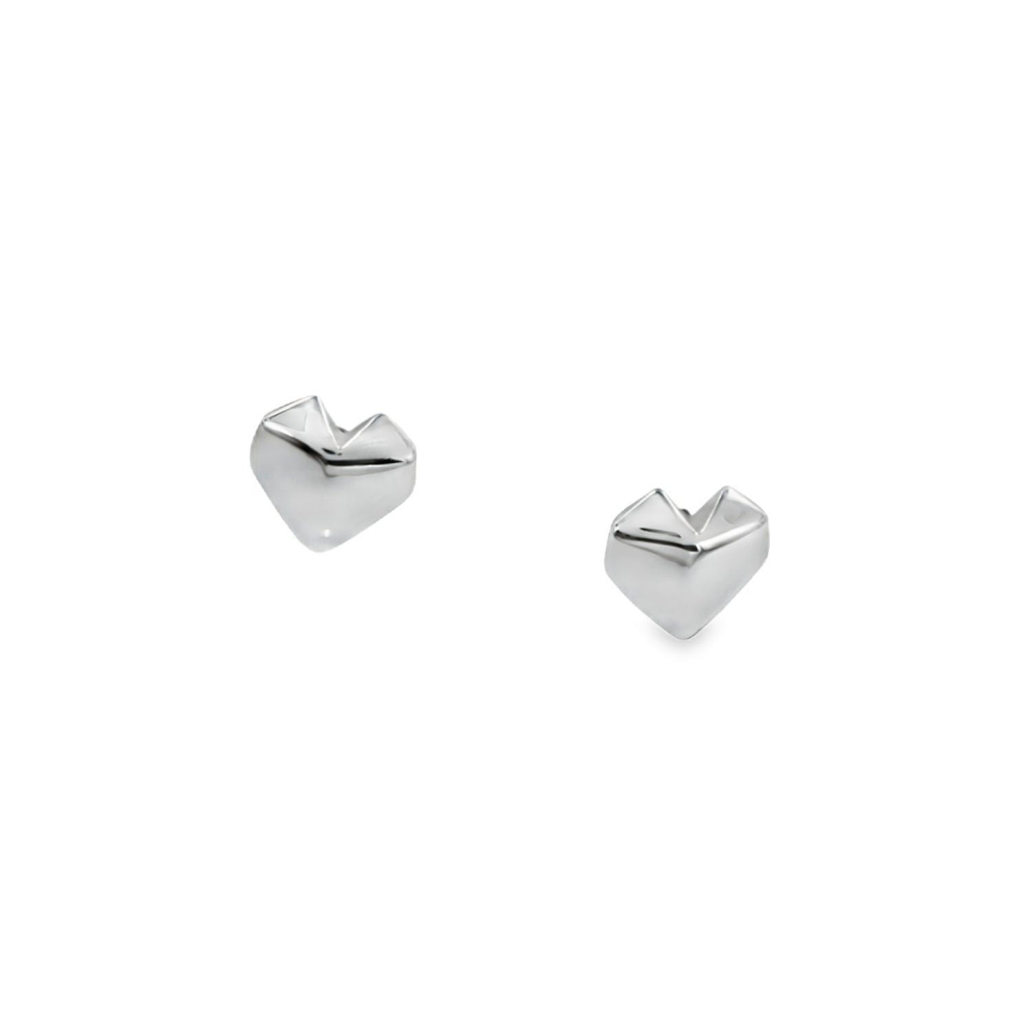 Sterling Silver Origami Heart Design Earrings - Reeves & Reeves