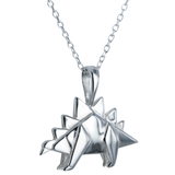 Sterling Silver Origami Stegosaurus Necklace - Reeves & Reeves