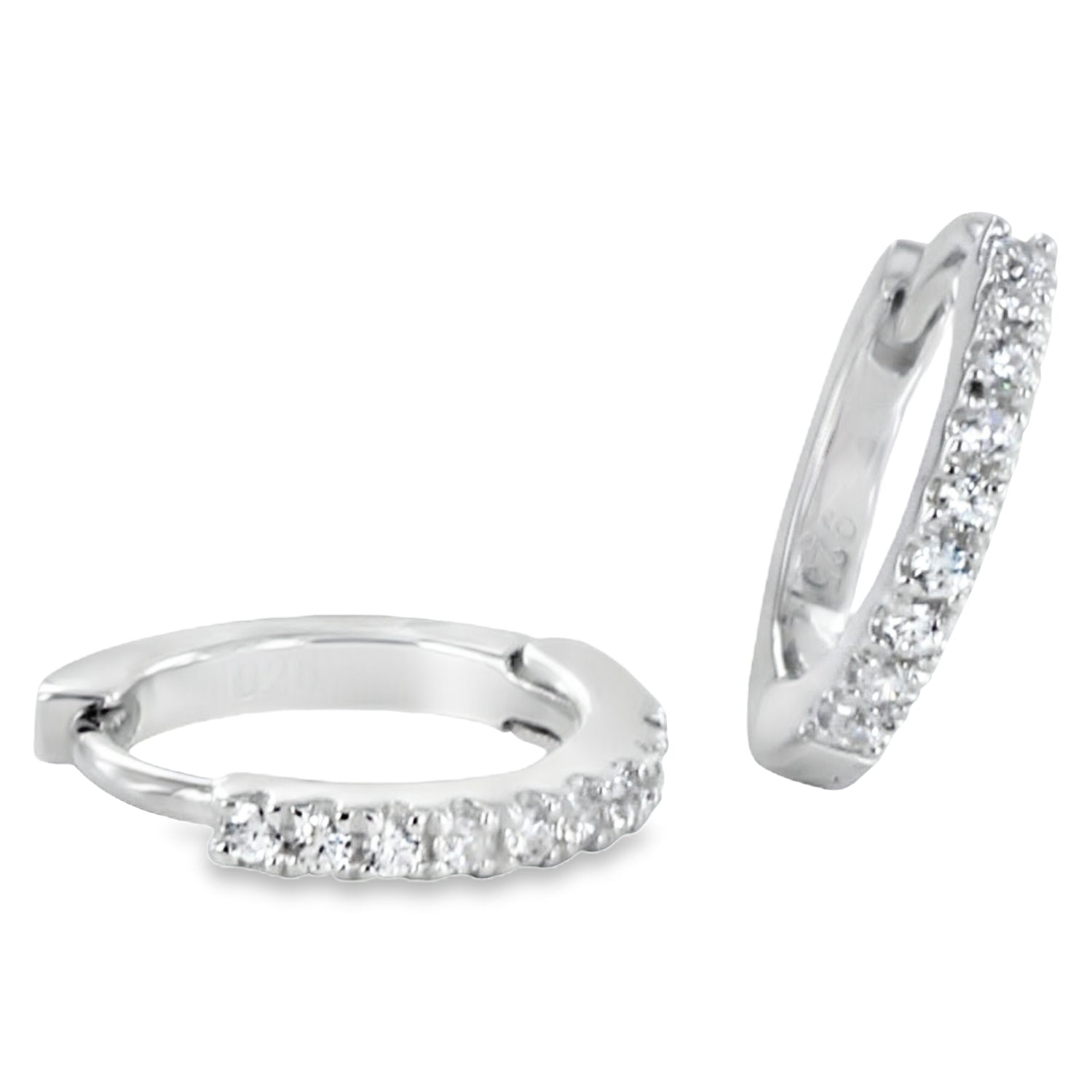 Sterling Silver Pavé hoop earrings - Reeves & Reeves