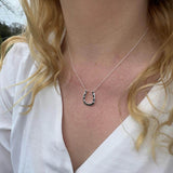 Sterling Silver Pavé Horseshoe Necklace - Reeves & Reeves